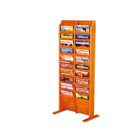 Wooden Mallet 20 Pocket Free Standing Oak Display Medium Oak MR20-FSMO